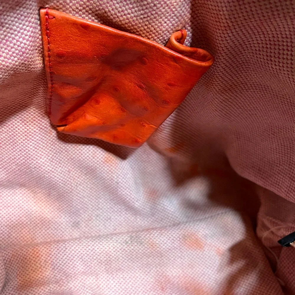 Dooney & Bourke Orange Ostrich Shoulder Bag - Picture 4 of 5